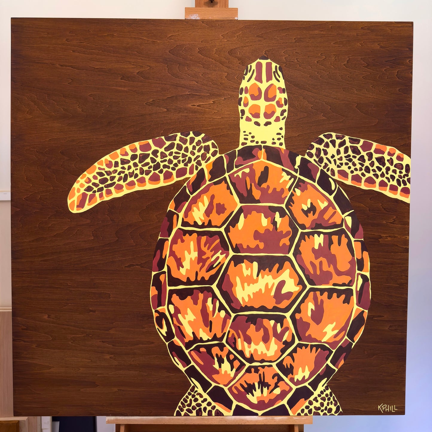 Fiery Sea Turtle (Original Painting)